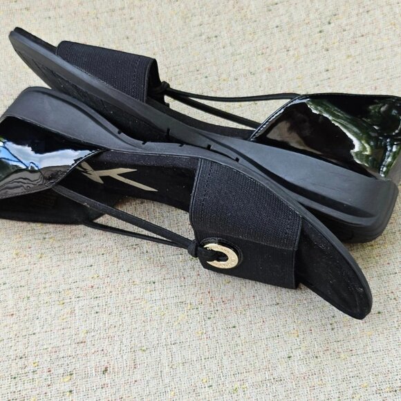 Anne Klein Women Sandal Sport Black Shoes Canvas/Patent Leather Size 9.5M - Picture 9 of 11